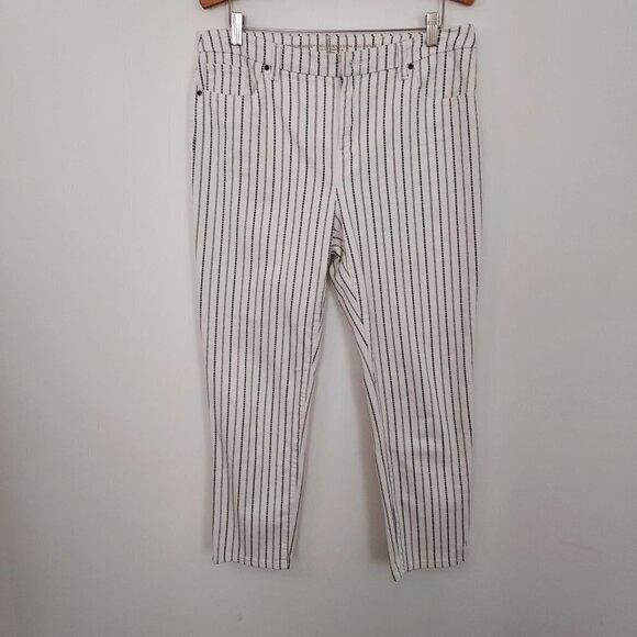 Chico's Textured-Stripe Girlfriend Ankle Jeans - Picture 1 of 6